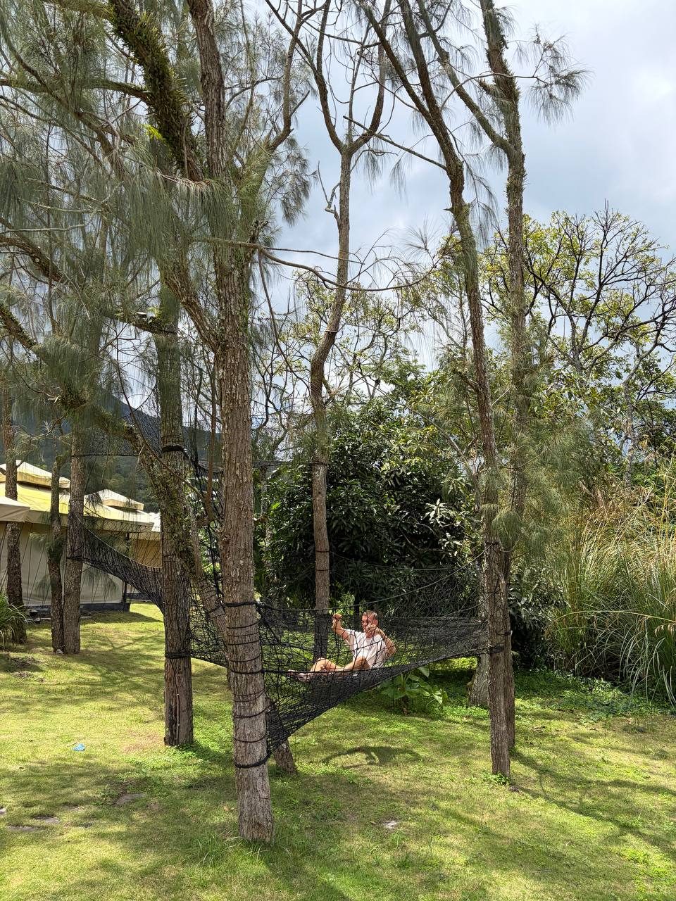 Гамак между деревьев в глэмпинге TOTEME